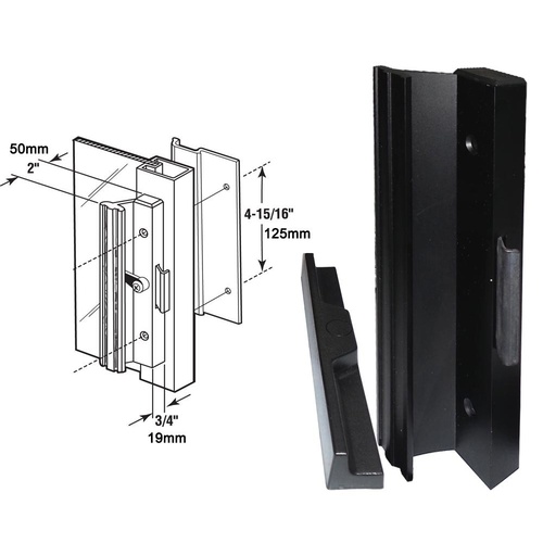 SLIDING DOOR LATCH WITH OUTER PULL COMMERCIAL BLACK