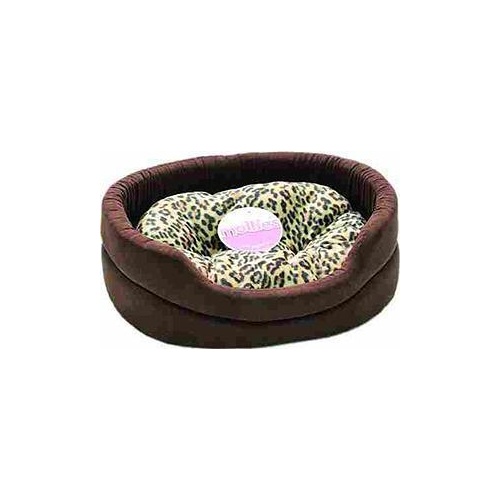 Cat Bed Oval Leopard Faux Suede
