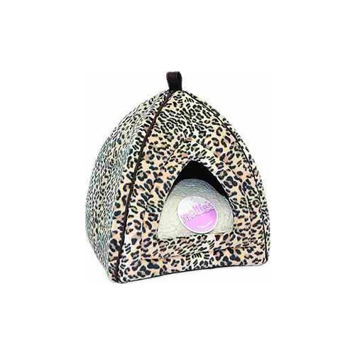 Cat Bed Igloo Leopard Faux Suede