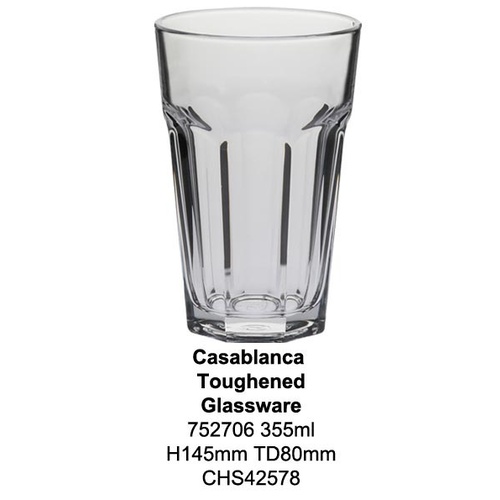 Drinking Glasses Casablanca Cooler Crowntuff 355ml H145mm TD80mm