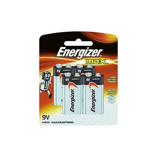 Battery 9V 4 Pack Energizer Max