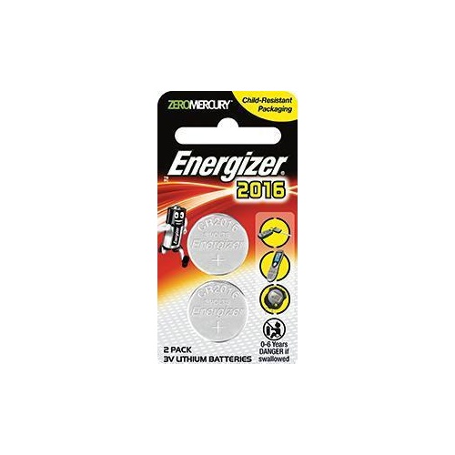 Energizer Battery Lithium Coin 2016 3V 2 Pack