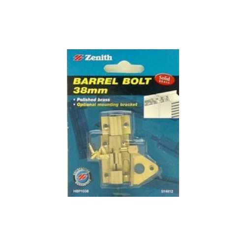 Bolt Barrel Polished Brass 38mm