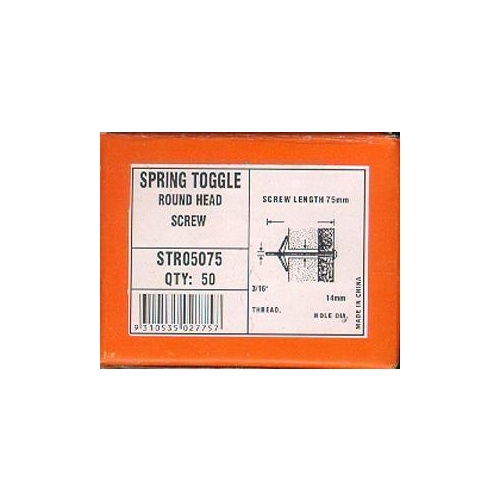 Anchor Toggle Spring W/Scr Rhd 3/16 X 75mm