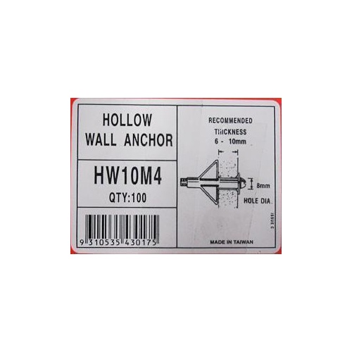 Anchor Hollow Wall 8X6-10mm