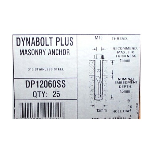 Dynabolt Plus S/S 12X60
