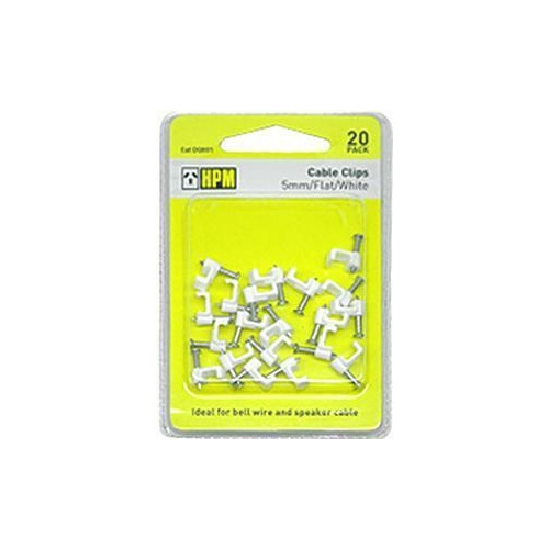 HPM Electrical Cable Clip Round 10mm White 20pk