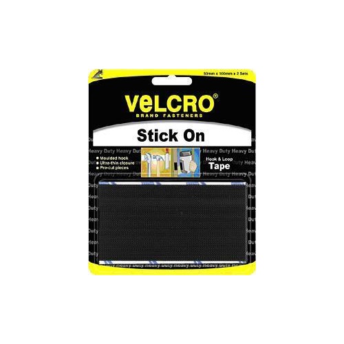 Velcro Heavy Duty Stick On Black 50x100mm