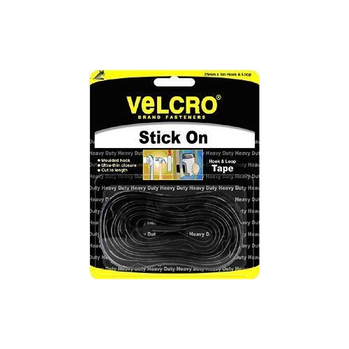 Velcro Heavy Duty Stickon Black 25mmx1m