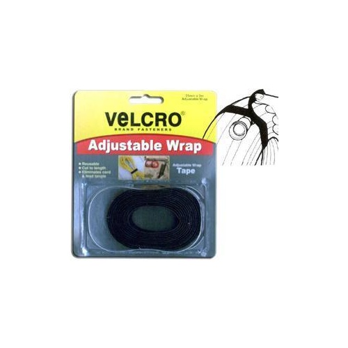 Velcro Adjustable Wrap Black 2mx25mm