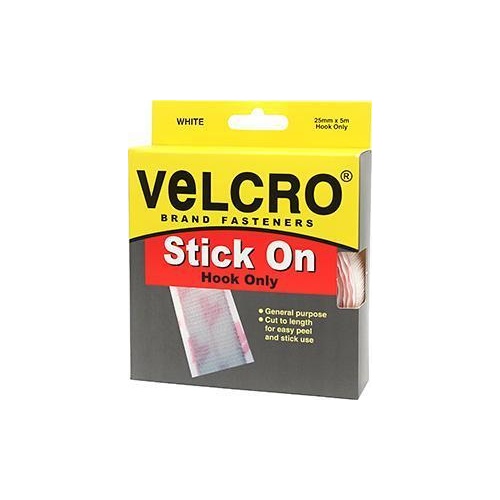 Velcro Hook Stick On White 5m