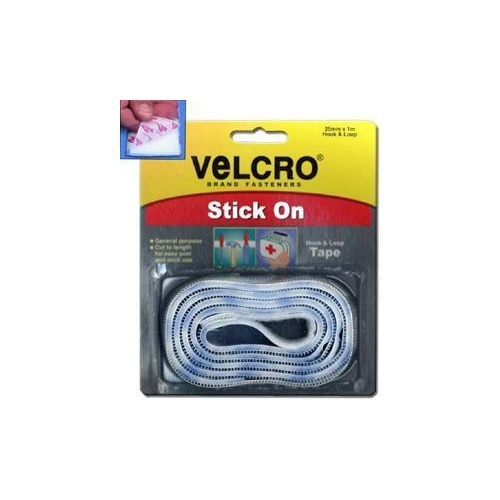 Velcro Stick On White 25mmx1m