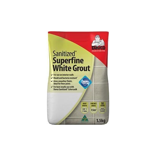 Grout Sanitized Superfine White 1.5kg Davco
