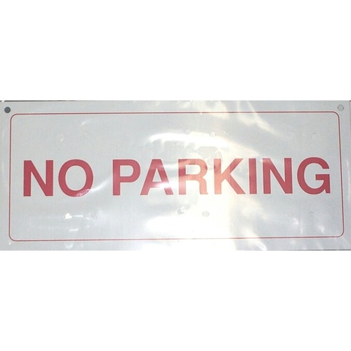 Sign No Parking Metal 355x150 Red on White