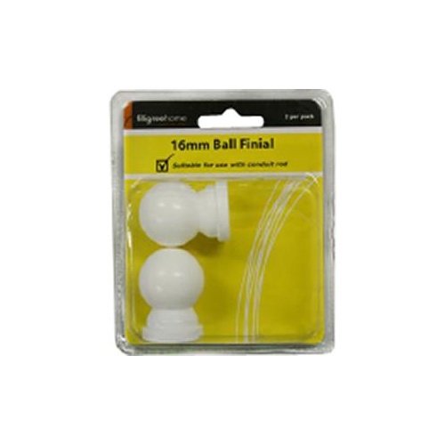 Ball Finial White 16mm Pk2