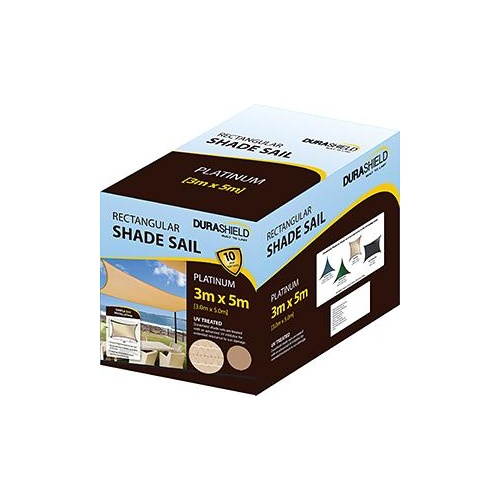 Shadesail Platinum Sand Rectangle 3x5m Durashield