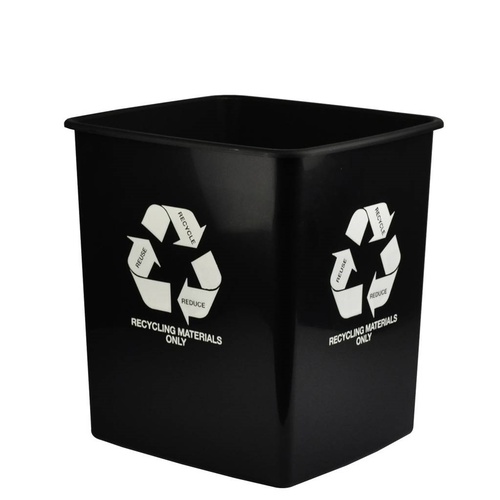 Bin Recycling Logo Plastic Black Tidy In-Room Bin 15 LTR