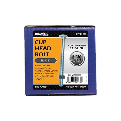 Bolt   Nut Cup Zinc Plated 5/16x6pc Bremick