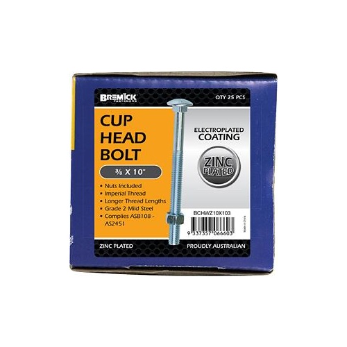 Bolt   Nut Cup Zinc Plated 3/8x10 Pc Bremick
