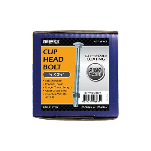 Bolt   Nut Cup Zinc Plated 1/2x2-1/2pc Bremick