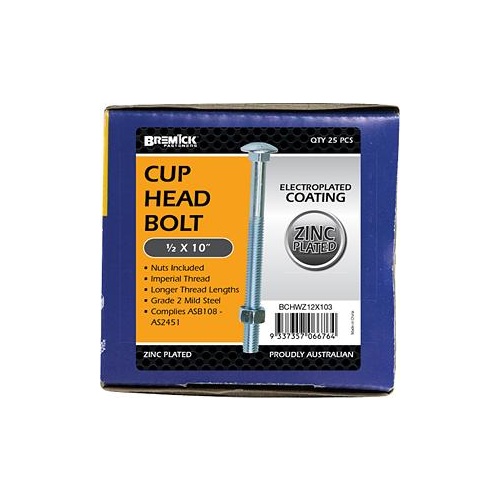 Bolt   Nut Cup Zinc Plated 1/2x10pc Bremick