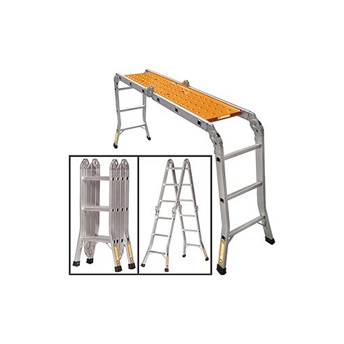 Ladder Multi Fold 3.7m With Plank Alumin 120kg IND Hurricane