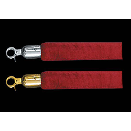 Crowd Control Barrier Rope Velvet Red, SS or TI Gold Ends 1500mm