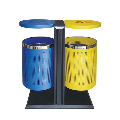 Bin Rubbish Waste Outdoor Twin Blue/ Yellow H930 L820 W400