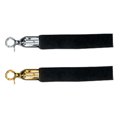 Crowd Control Barrier Rope Velvet Black, SS or TI Gold Ends 1500mm
