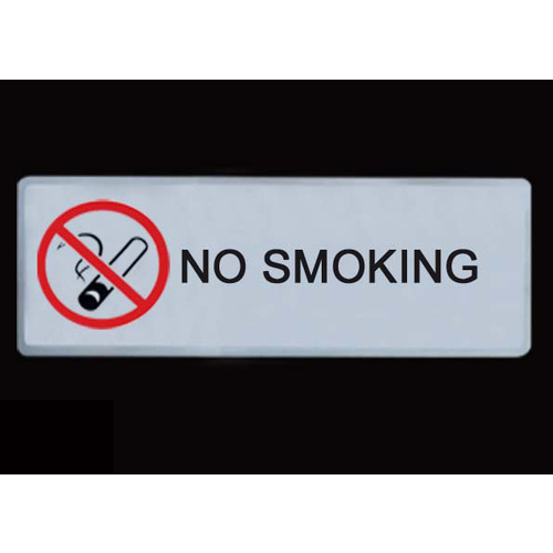 Signs No Smoking 500x180 s/adhs Perspex White