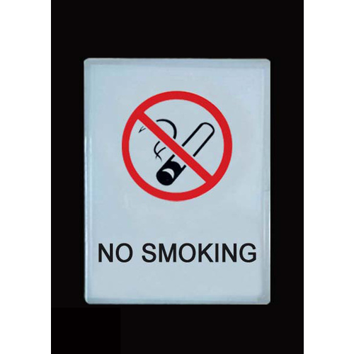 Signs No Smoking 260x380 s/adhs Perspex White