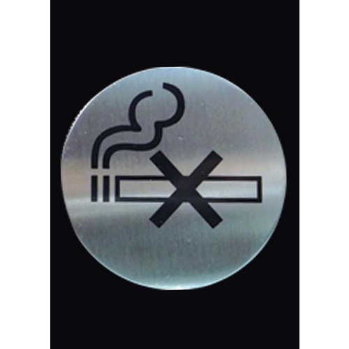 Signs No Smoking Black/SS D75mm Self Adhesive
