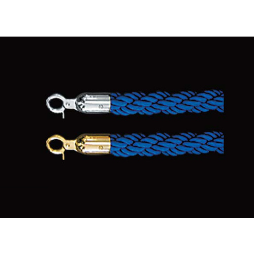 Crowd Control Barrier Rope Plaited Blue SS or TI Gold Ends 1500mm