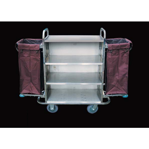 Trolley Housekeeping 2 x Bag Stainless Steel H1235xL1160xW570