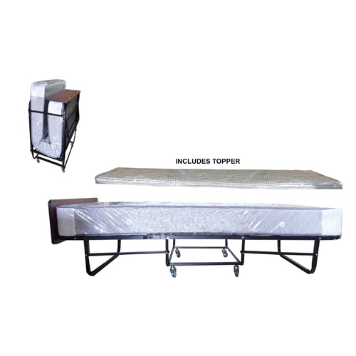 Bed Folding L1930 W900 H490 Mattress 150mm Thick Incl/Topper
