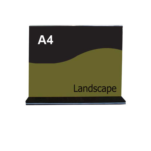 Counter Sign & Sign Holder Acrylic  A/4 Landscape Blk/Wht Base