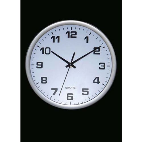 Clock Wall Round Silver 300mm
