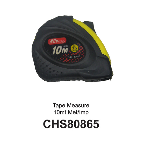 Tape Measure 10Mt Met/Imp Rubber Grip Magnetic Tip
