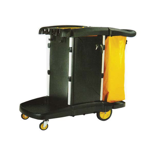 Trolley Housekeeping Janitor Black Plastic 1 Bag H1140 L1160 W570