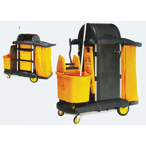 Trolley Housekeeping Janitor Black Plastic 1 Bag H1350 L1160 W570