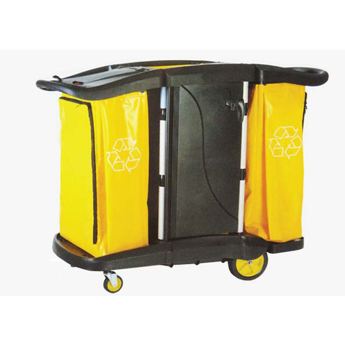 Trolley Housekeeping Janitor Black Plastic 2 Bag H1140 L1160 W570