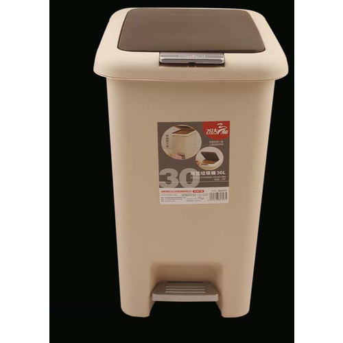 Bin Rubbish Waste Push & Pedal Beige/Dk Brown 30lt H500 W290 L390