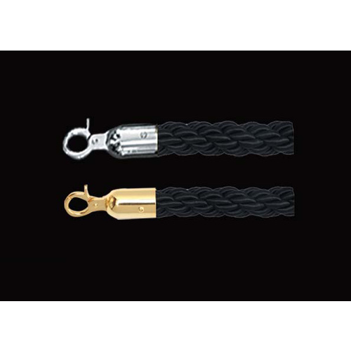Crowd Control Barrier Rope Plaited Black, SS or TI Gold Ends 1500mm