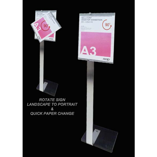 Sign Board Stand 210 x 297 H1040 Suit A4 297 x 210 90 deg swivel