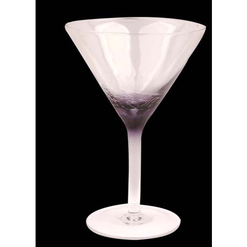 Drinking Glasses Crackle Purple Martini Glass Pk4 H185