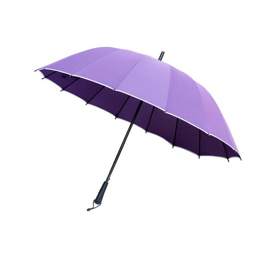 Umbrella Rain Golf Purple + White Piping L890mm D1200mm 16arm