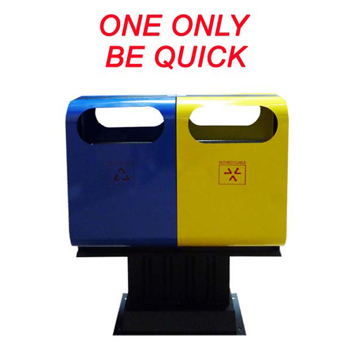 Bin Rubbish Waste Outdoor Twin Yellow/Blue/Black H870 L840 W260